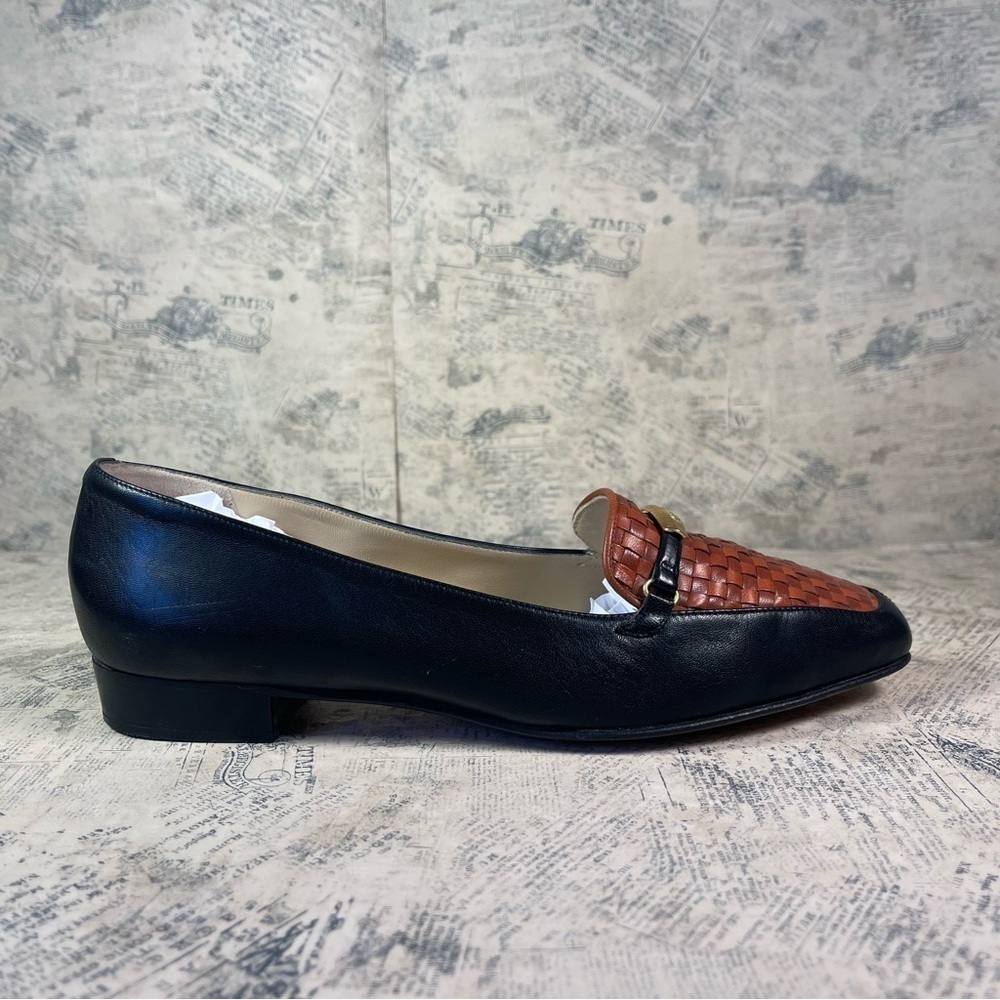 Bally Vanessa Vintage Woven Leather Loafers Made in Italy Slip On Size 8
